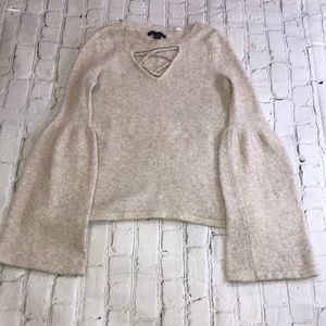 American Eagle Bell Sleeve Tan Sweater